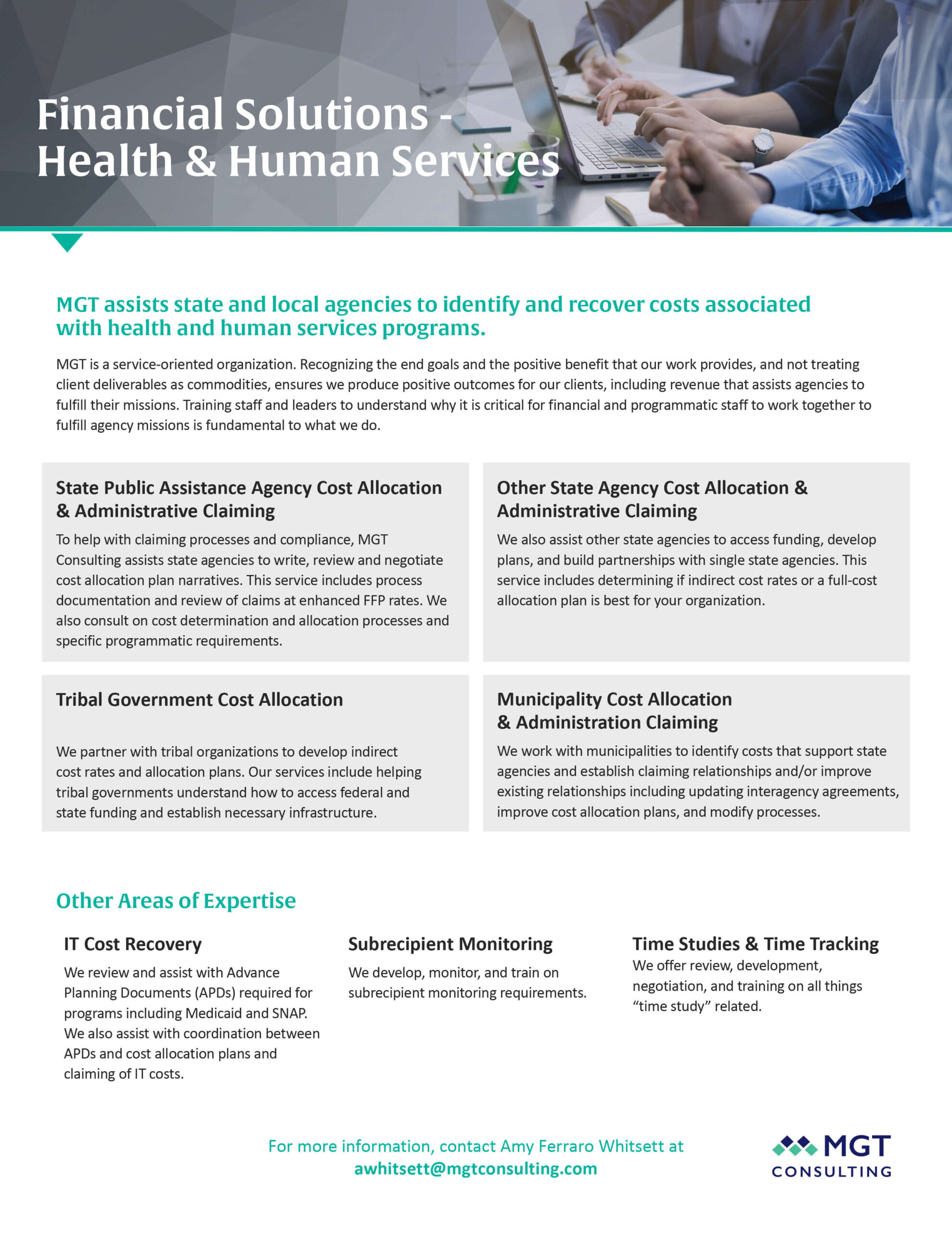 MGT Financial Solutions: Health And Human Services Flatsheet