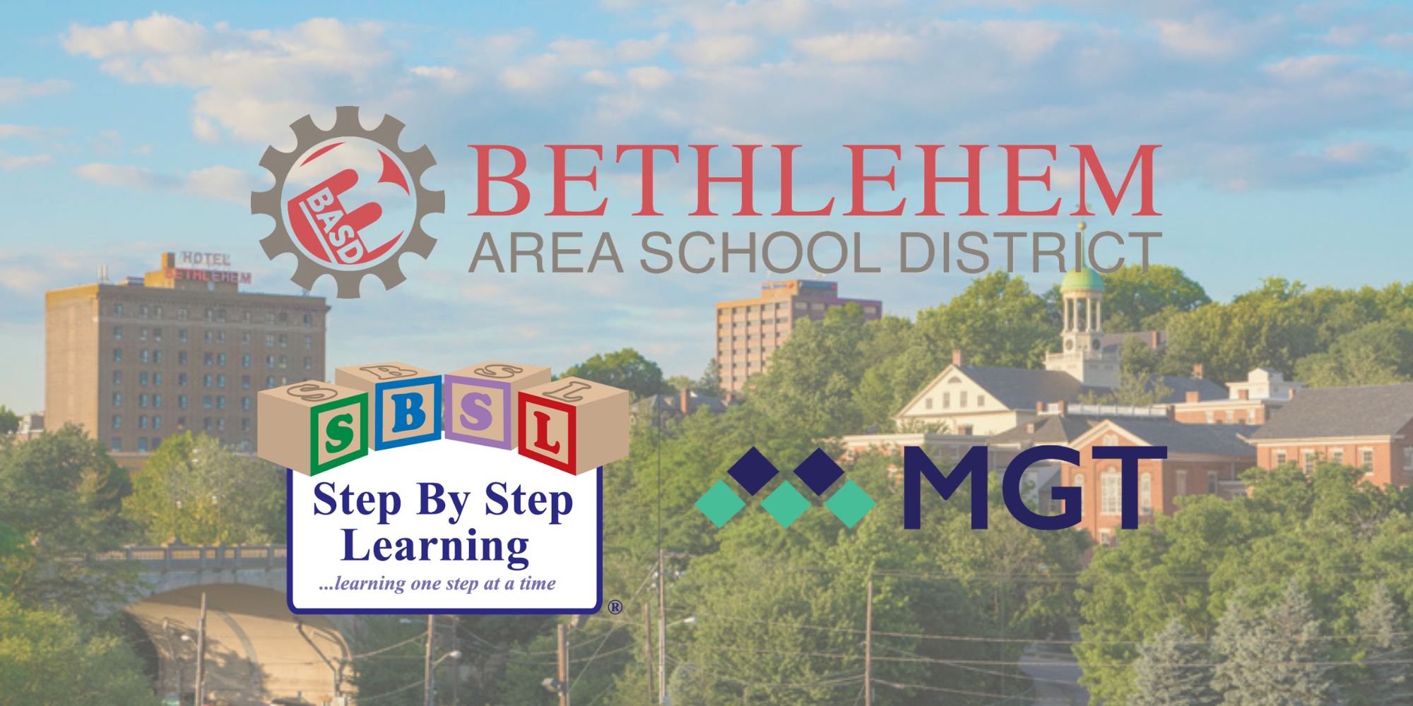 BASD, SBSL & MGT logos over photo of Bethlehem, PA